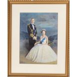 HM Queen Elizabeth II and HRH Prince Philip, Duke of Edinburgh, from the painting by Denis Fildes,