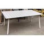 A white painted metal garden table, 168x102x71cmH