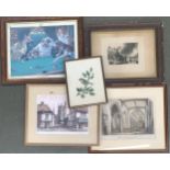 A mixed lot of prints to include 'Interior of St John's Church, Croydon', 'Stag at bay', 'Jack the