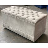 A faux suede button upholstered blanket box, 93x46x45cmH