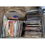 A mixed box of 7 inch singles, various rock and pop, together with some 78s