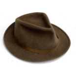 A felt Trilby hat by Lock & Co, St James Street, London, size 7 1/4, monogrammed PMBS