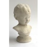 A plaster bust of a young boy, 25cmH