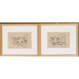 Elizabeth Chalmers, two pen and ink studies of Bourton-on-the-Water, each 11.5x16cm