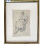 William Robert Hay (1886-1964), pencil study of a seated lady, signed, 26.5x18cm