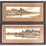 I Clifford, two 19th century watercolours of river scenes, signed, each 17x53cm, together with a