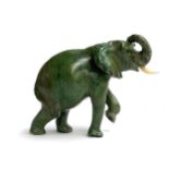 A verdite carved elephant, 12.5cmH