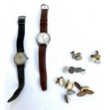 Two wristwatches, a Pulsar and Ebar, together with a small quantity of cufflinks, to include one