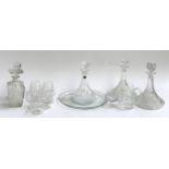 A quantity of glass and cut glass items to include brandy balloons, one marked Martell Cognac, a