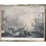 After Claude Lorrain, 'Ancien Port de Messine', engraving, 60x48cm, together with Salon de 1891 (