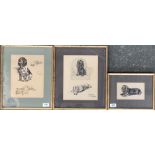 Three prints after Cecil Aldin,'Spaniel, Pekingese + Chow', 'Spaniel + Sealyham', 26x20cm, 28x21 and