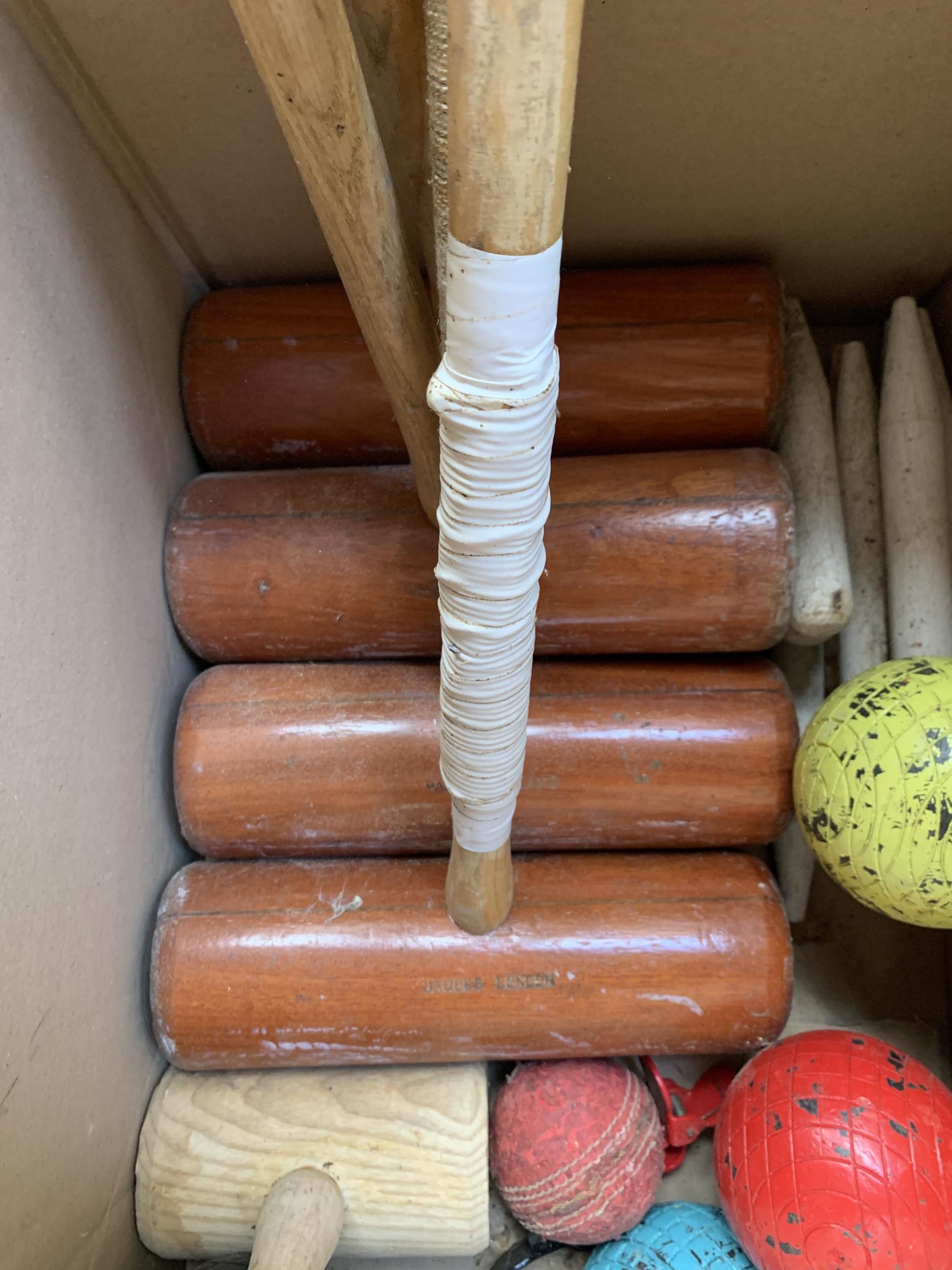 A Jacques croquet set, four mallets (two af), six hoops, pegs - Image 3 of 3