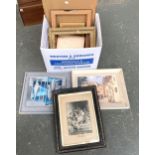 Various pictures, prints and frames, to include a contemporary work on board, 19th century