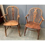 A 19th century Thames valley wheel back Windsor chair; together with one other similar (2)