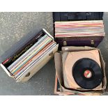Two carry cases of vinyl records, to include classical, some 78s etc