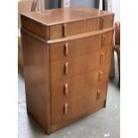 A mid century chest of five drawers, 75x49x106cmH