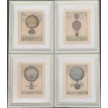 After V Gioni, a set of four hot air balloon prints, 39x27.5cm
