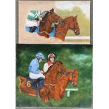 Wendy Goodwright (1945-2011), Race horses, oils on canvas, both signed and dated, one 2009, the