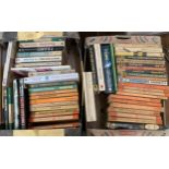 Two small boxes of paperback books, some Penguin, to include PG Wodehouse, CS Forester, Ian