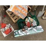 A small quantity of garden tools to include a collapsible aluminium pruning ladder