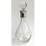 A 20th century decanter with silver collar by Carrs of Sheffield, 31cmH