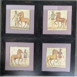 A set of four colour prints of mosaic horseman, internal frame dimension 41cm2