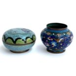 A Chinese cloisonne enamel covered bowl, 12cmD; together with one other vase, 9.5cmH