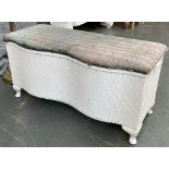 An upholstered Lloyd Loom style blanket box, 93x40x46cmH