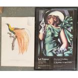 Hayward Gallery poster, together with a print of a bird of paradise, after Barraband, 62x42cm