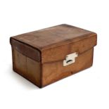 A gents leather stud or vanity box, with burgundy interior, 15x10x7.5cmH
