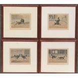 C R Stock, after Henry Alken, 4 coloured engravings depicting cock fighting, 'Set Too', 'Fight', '