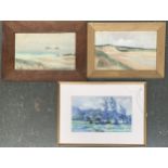 M.C Kinder, a pair of 20th century watercolours of sand dunes, 24x39cm, together with one other