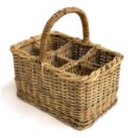 A wicker 6 bottle basket