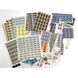 A large quantity of stamps in sheets to include Aberfeldy Bridge, Tarr Steps, EFTA, Churchill, Frank
