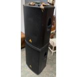 A pair of Behringer Eurolive B1520 pro 1200 watt speakers