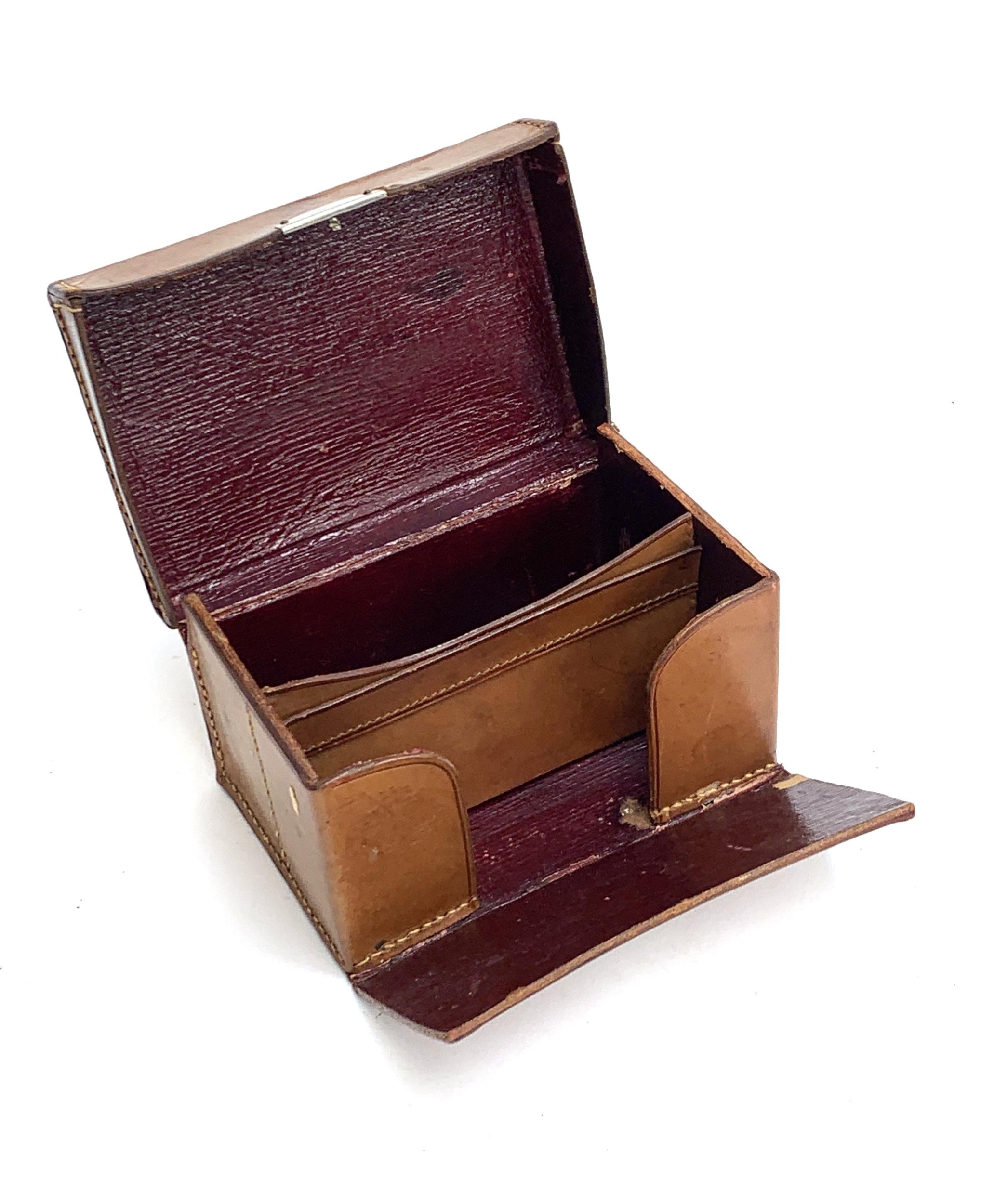 A gents leather stud or vanity box, with burgundy interior, 15x10x7.5cmH - Image 2 of 2