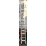 A Youngman two section aluminium ladder, each section 3.5m with 13 rungs