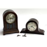 Two 20th century mantel clocks, both with keys, one 19cmH, the other 30cmH