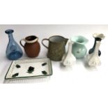 A mixed lot to include Royal Barum jug, two vases from the metropolitan museum of art etc
