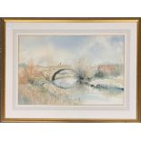 Ann Manly, 'Tadpole Bridge, Buckland', watercolour on paper, signed, 35x54cmH