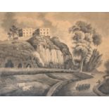 18th Century British School, West View of Nottingham Castle, Signed S.G., ink and colourwash, titled