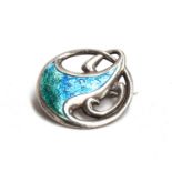 A Charles Horner enamel Arts and Crafts brooch in the form of a wave, hallmarked for Chester,