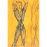 A pastel study of a male ballet dancer, signed indistinctly, 48.5x33.5