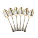 A set of six George III Old English pattern dessert spoons, by Solomon Hougham, London 1792, the