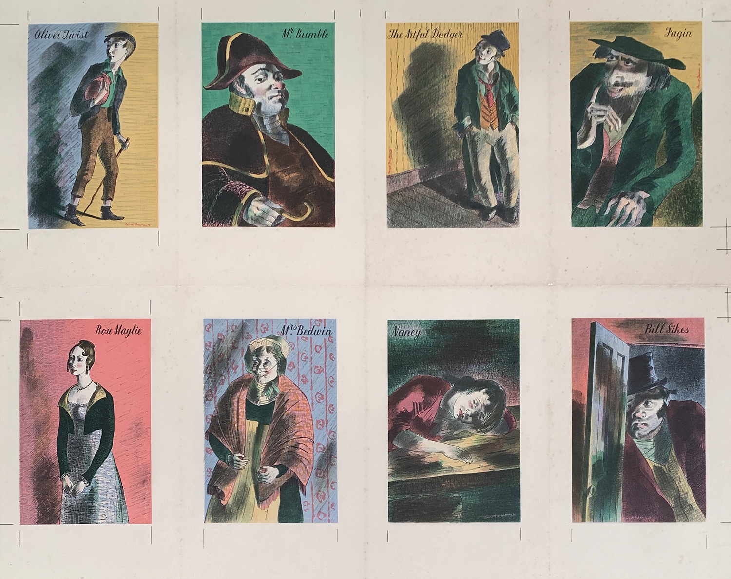 Barnett Freedman (1901-1958), a set of eight coloured lithographic illustrations for 'Oliver Twist', - Image 2 of 2