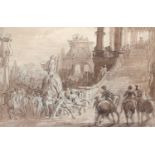 John James Chalon RA OWS (1778-1854), 'Armida before the Caliph', pencil and colour wash, signed and