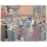 David Schneuer (Israeli, 1905-1988), 'Cafe Elysee', limited edition colour print, signed lower right
