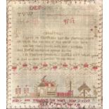 A late 18th century alphabet and verse sampler, by Mary Ann Wildgoose, aged 8, May 3rd 1797, 32x28cm