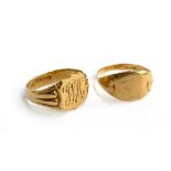 Two 18ct gold signet rings, size Q and N 1/2, total weight approx. 8.4g