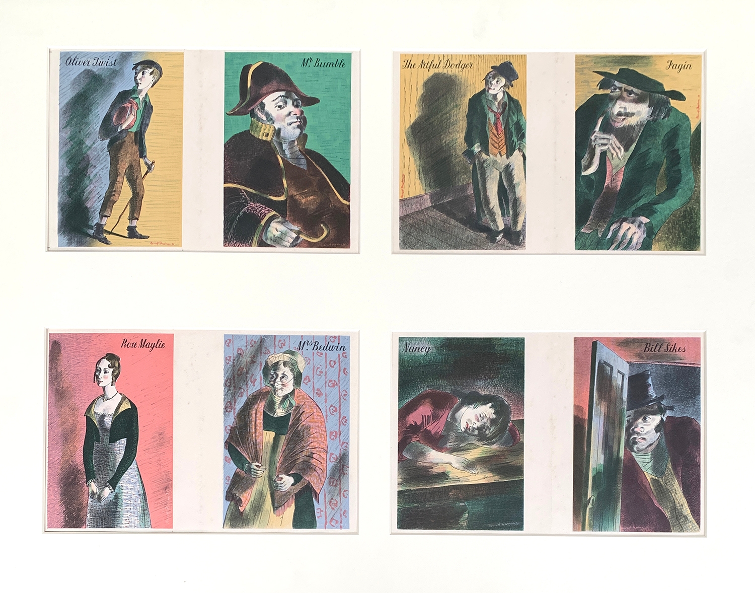 Barnett Freedman (1901-1958), a set of eight coloured lithographic illustrations for 'Oliver Twist',
